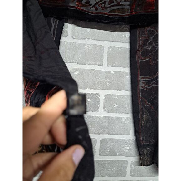 Womens Velvet Floral Vintage Rectangular Multifuntional Scarf Wrap Y2K Red Black - Picture 9 of 10